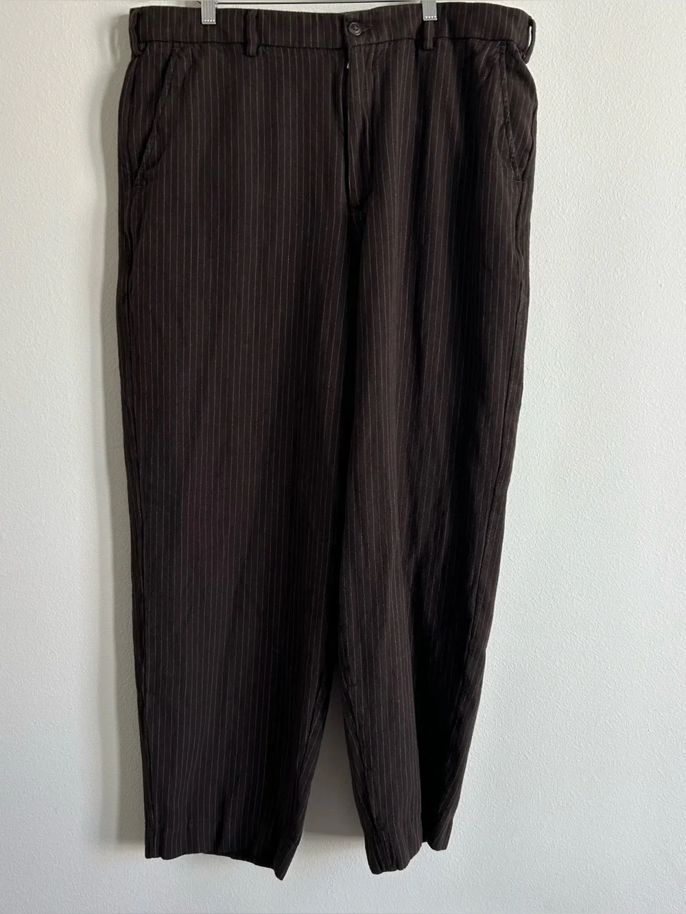 Men's Abercrombie & Fitch Brown Baggy Pinstripe Dress Pants - 40 x 34